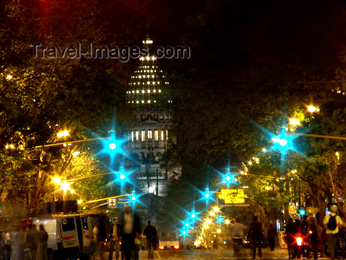 argentina305: Argentina - Buenos Aires - Avenida de Mayo and Congress - nocturnal - images of South America by M.Bergsma - (c) Travel-Images.com - Stock Photography agency - Image Bank
