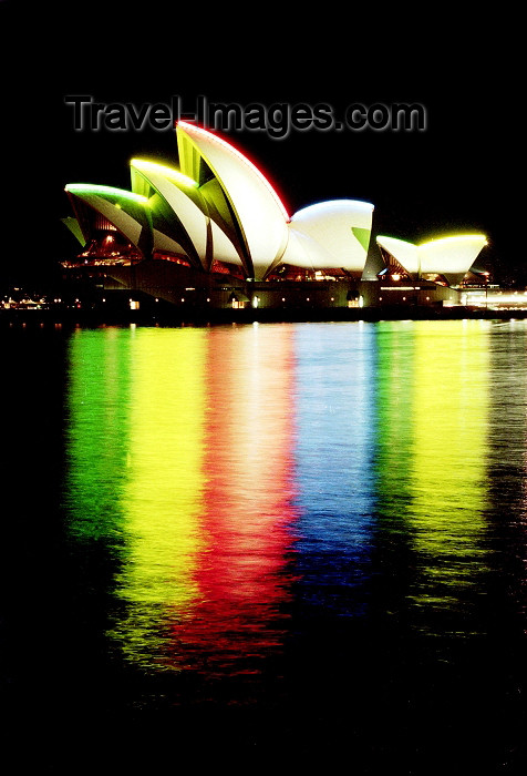 australia9: Sydney - New South Wales, Australia: Sydney Opera House at night - water and light - architect: Jorn Utzon - photo by Rod Eime - (c) Travel-Images.com - Stock Photography agency - Image Bank