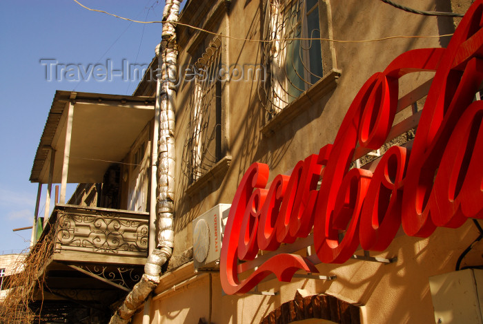 azer12: Azerbaijan - Baku: Azeri balcony and Coca-Cola logo - photo by M.Torres - (c) Travel-Images.com - Stock Photography agency - Image Bank