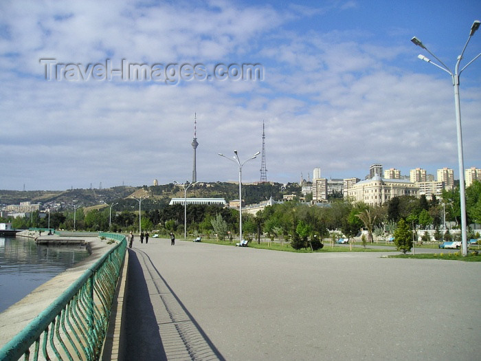 azer123: Baku: on the esplanade, looking towards the TV tower - 'bulvar' - photo by F.MacLachlan - (c) Travel-Images.com - Stock Photography agency - Image Bank