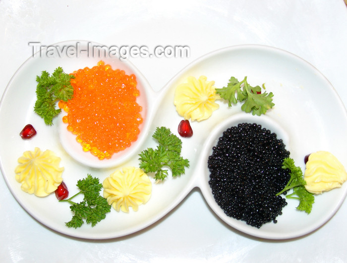 azer544: Baku, Azerbaijan: black and red caviar - Osetra / Ossetra sturgeon and Salmon caviar - photo by N.Mahmudova - (c) Travel-Images.com - Stock Photography agency - Image Bank