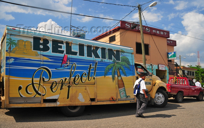 belize64: Belmopan, Cayo, Belize: truck transporting Belikin beer, the leading domestically brewed lager - photo by M.Torres - (c) Travel-Images.com - Stock Photography agency - Image Bank
