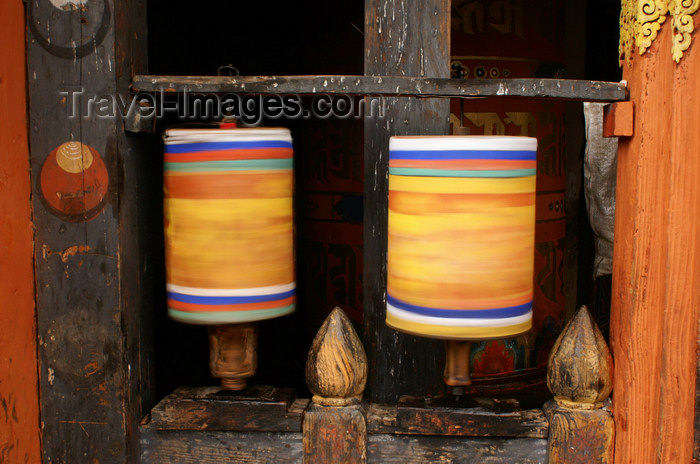 bhutan328: Bhutan - Jampa Lhakhang - two prayer wheels, bothspinning - photo by A.Ferrari - (c) Travel-Images.com - Stock Photography agency - Image Bank