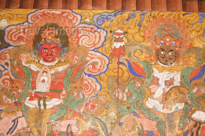bhutan333: Bhutan - Jampa Lhakhang - old painting of the guardians of the four directions - photo by A.Ferrari - (c) Travel-Images.com - Stock Photography agency - Image Bank