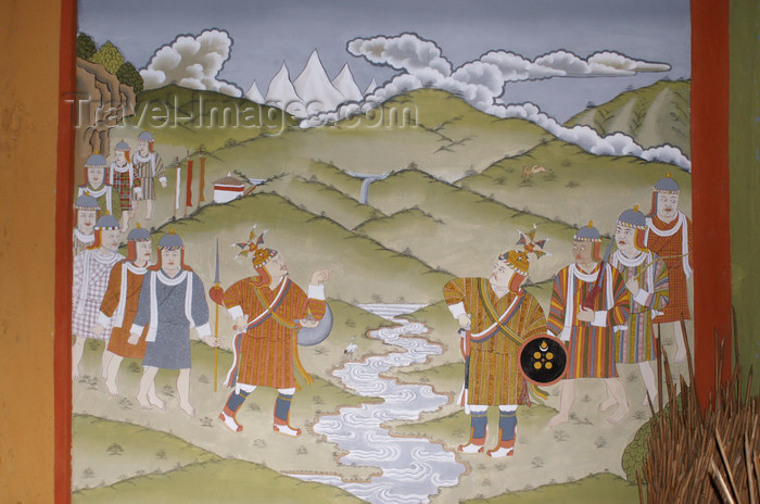 bhutan353: Bhutan - kings negotiate - painting, in the Ugyen Chholing palace - photo by A.Ferrari - (c) Travel-Images.com - Stock Photography agency - Image Bank