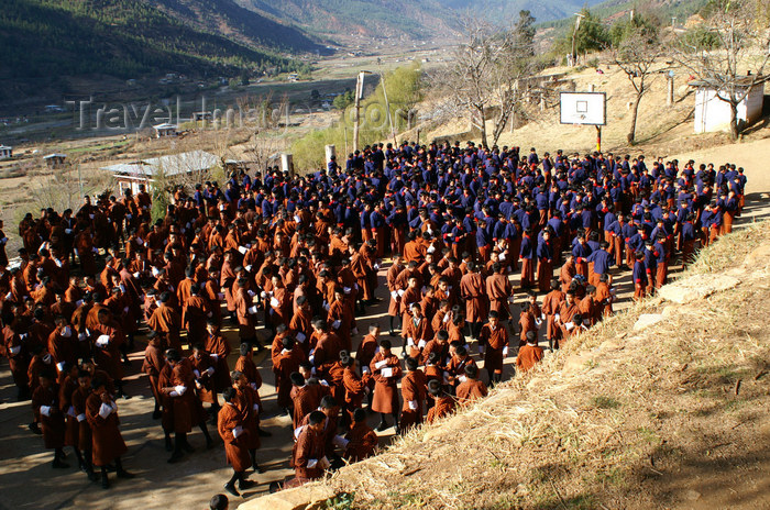 bhutan66: Bhutan - Paro: school - boys wear a gho and girls wear a kira - photo by A.Ferrari - (c) Travel-Images.com - Stock Photography agency - Image Bank