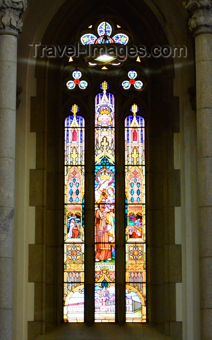 brazil139: São Paulo, Brazil: stained glass lancet window at the cathedral - Praça da Sé - Neo-Gothic style, designed in 1912 by the German architect Maximillian Hehl -  São Paulo See Metropolitan Cathedral - photo by M.Torres - (c) Travel-Images.com - Stock Photography agency - Image Bank