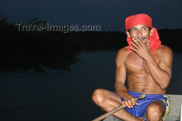 brazil174: Brazil / Brasil - Manaus: Urubu river: indian man - Aruaques (photo by N.Cabana) - (c) Travel-Images.com - Stock Photography agency - Image Bank
