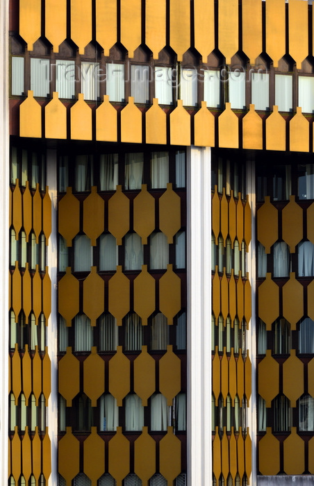 cameroon1: Cameroon, Douala: office tower - facade with a pattern of golden panels - BICEC bank building - Banque International du Cameroun pour l'Epargne et le Crédit - photo by M.Torres - (c) Travel-Images.com - Stock Photography agency - Image Bank