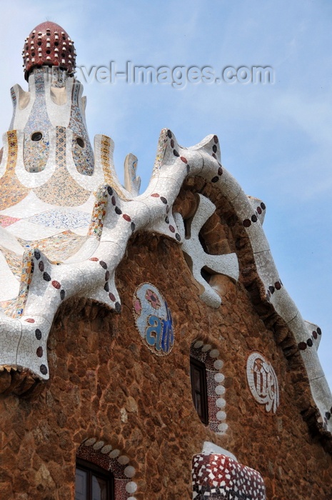 catalon172: Barcelona, Catalonia: gable of the ward's house - Park Güell by Antoni Gaudí, La Salut, Gràcia district - UNESCO World Heritage Site - photo by M.Torres - (c) Travel-Images.com - Stock Photography agency - Image Bank