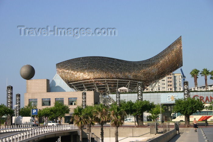 Catalonia - Barcelona: architecture with an attitude - Vila Olimpica - Pescado / Peix / fish by Frank O. Gehry - metal sculpture - Port Olimpic Promenade - Barceloneta - photo by C.Blam