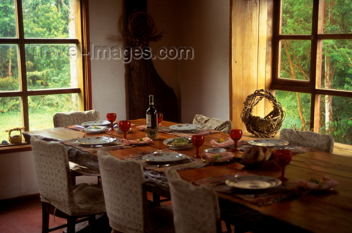 chile226: Anihue Bay, Aisén region, Chile: table laid for thanksgiving dinner - photo by C.Lovell - (c) Travel-Images.com - Stock Photography agency - Image Bank