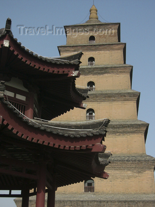 china197: China - Xi'an (capital of Shaanxi province): roof and Big Goose Pagoda - photo by M.Samper - (c) Travel-Images.com - Stock Photography agency - Image Bank