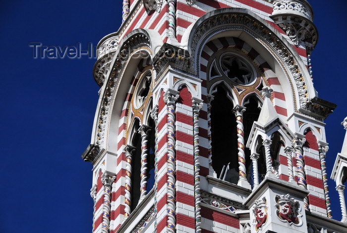 colombia52: Bogotá, Colombia: Iglesia del Carmen - detail of the bell tower - Florentine Gothic style - Centro Administrativo - La Candelaria - photo by M.Torres - (c) Travel-Images.com - Stock Photography agency - Image Bank
