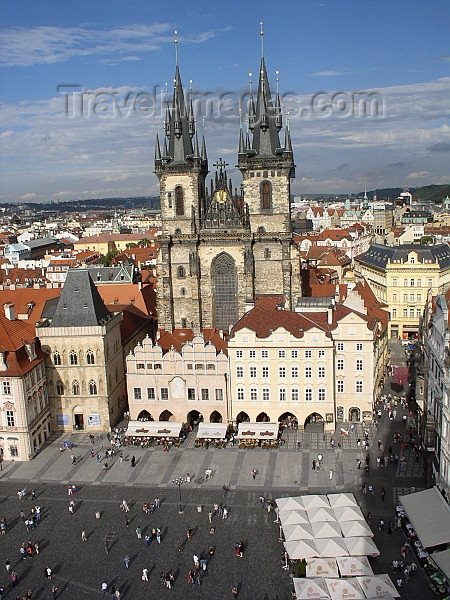 czech188: Czech Republic - Prague: view from the Old Town Hall - Old Town square and the Church of Our Lady Before Tyn - summer - photo by J.Kaman - (c) Travel-Images.com - Stock Photography agency - Image Bank