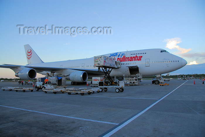 dominican212: Punta Cana, Dominican Republic: Air Pullmantur Boeing 747-341 EC-IOO - on the ramp - Punta Cana International Airport - PUJ / MDPC - photo by M.Torres - (c) Travel-Images.com - Stock Photography agency - Image Bank