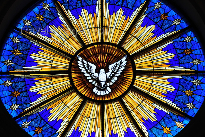 el-salvador28: San Salvador, El Salvador, Central America: Metropolitan Cathedral - the Holy Spirit as a dove - stained glass - rose window - photo by M.Torres - (c) Travel-Images.com - Stock Photography agency - Image Bank