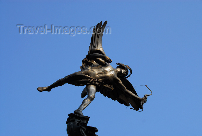 england460: London: Eros at the Shaftesbury Memorial Fountain - cast in aluminium - Piccadilly Circus - photo by M.Torres - (c) Travel-Images.com - Stock Photography agency - Image Bank