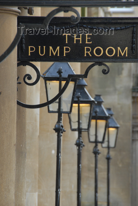 england707: Bath, Somerset, South West England, UK: street lamps - the Pump Room - photo by T.Marshall - (c) Travel-Images.com - Stock Photography agency - Image Bank