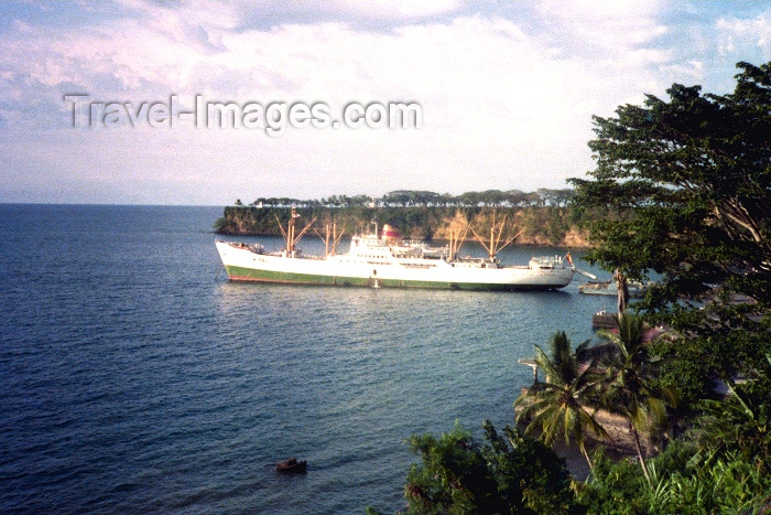 equatorial-guinea3: Bioko island / isla de Fernando Pó, Equatorial Guinea: Malabo - cargo ship on the bay - photo by B.Cloutier - (c) Travel-Images.com - Stock Photography agency - Image Bank