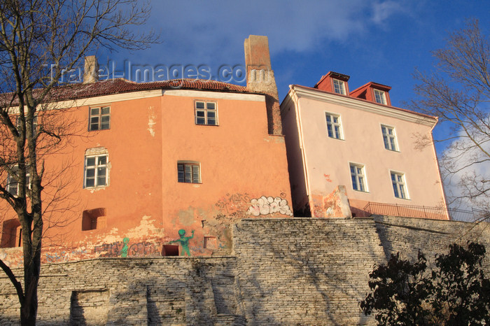 estonia172: Estonia - Tallinn - Old Town - Toompea Hill houses with grafitti - photo by K.Hagen - (c) Travel-Images.com - Stock Photography agency - Image Bank