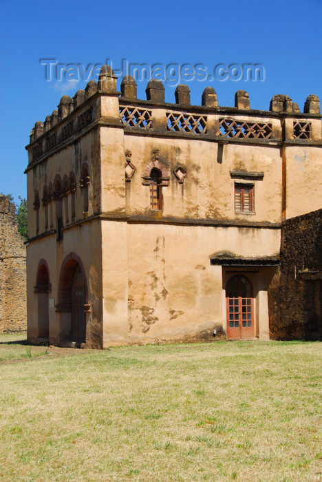 ethiopia302: Gondar, Amhara Region, Ethiopia: Royal Enclosure - Yohannes Library - square battlemented building covered with beige plaster - photo by M.Torres - (c) Travel-Images.com - Stock Photography agency - Image Bank