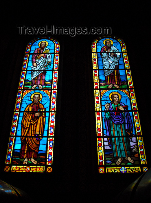 ethiopia79: Addis Ababa, Ethiopia: Holy Trinity Cathedral - twin stained glass windows - saints - photo by M.Torres - (c) Travel-Images.com - Stock Photography agency - Image Bank