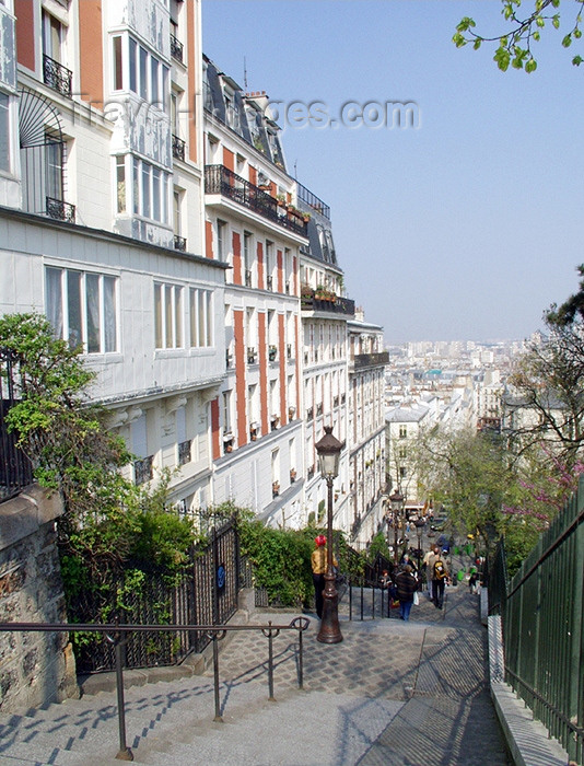 france136: France - Paris: Montmartre - Parisian stairs - photo by K.White - (c) Travel-Images.com - Stock Photography agency - Image Bank