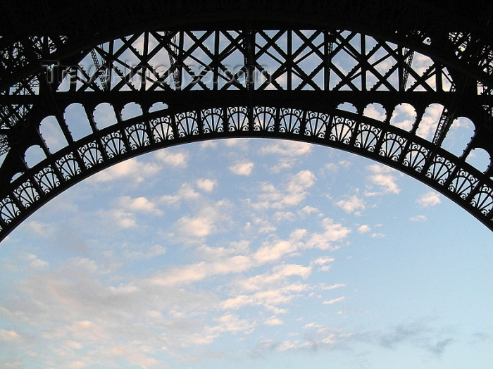 france268: France - Paris: Parisian sky and arch of the Eiffel Tower - photo by J.Kaman - (c) Travel-Images.com - Stock Photography agency - Image Bank