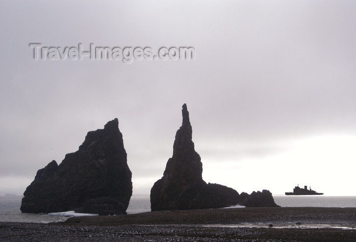 franz-josef88: Franz Josef Land twin Spires with ship, Cape Tegethoff, Hall Island - Arkhangelsk Oblast, Northwestern Federal District, Russia - photo by Bill Cain - (c) Travel-Images.com - Stock Photography agency - Image Bank