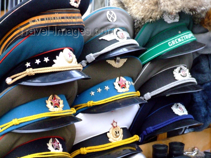 germany231: Berlin, Germany / Deutschland: East-German and Soviet military hats - photo by M.Bergsma - (c) Travel-Images.com - Stock Photography agency - Image Bank