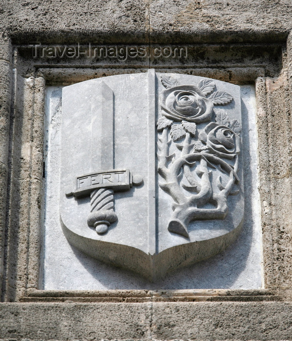 greece469: Greece - Rhodes island - Rhodes city - Street of Knights - coat of arms - photo by A.Stepanenko - (c) Travel-Images.com - Stock Photography agency - Image Bank