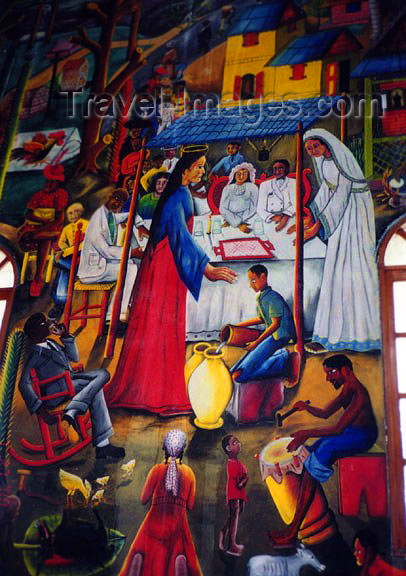 haiti24: Haiti - Port au Prince: mural showing a wedding ceremony at Cana - Anglican church - photo by G.Frysinger - (c) Travel-Images.com - Stock Photography agency - Image Bank