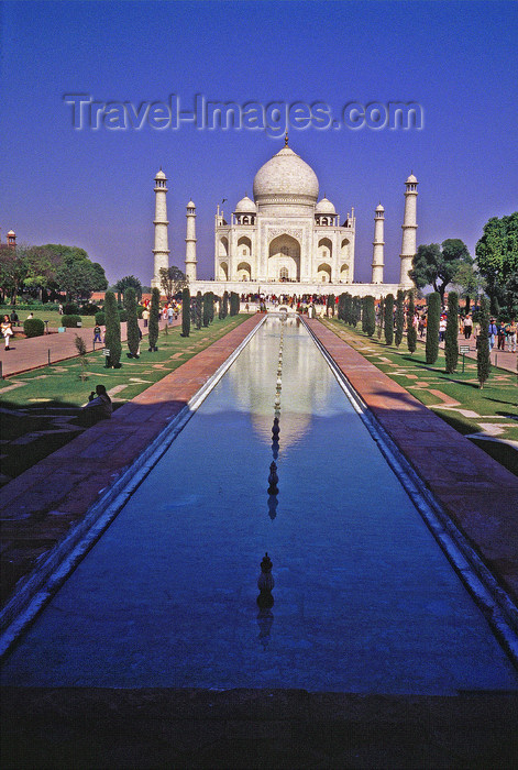 india246: India - Agra, Uttar Pradesh: Taj Mahal - garden and the main building - photo by E.Petitalot - (c) Travel-Images.com - Stock Photography agency - Image Bank