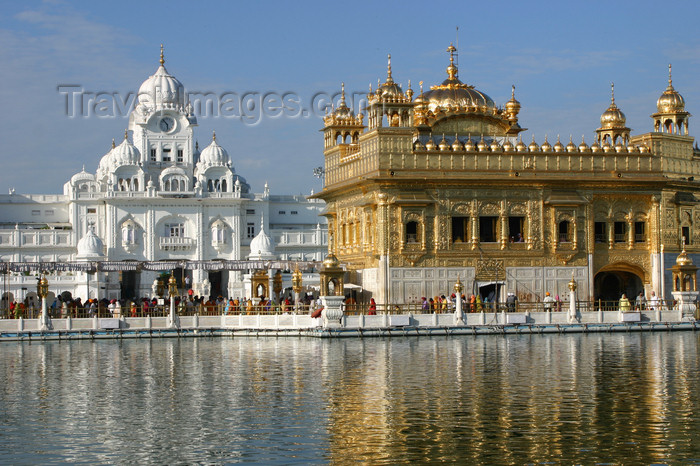 india415: India - Amritsar (Punjab): Golden Temple - the holiest shrine of Sikhism -  Harmandir Sahib - Central Sikh Museum in the background - photo by E.Andersen - (c) Travel-Images.com - Stock Photography agency - Image Bank