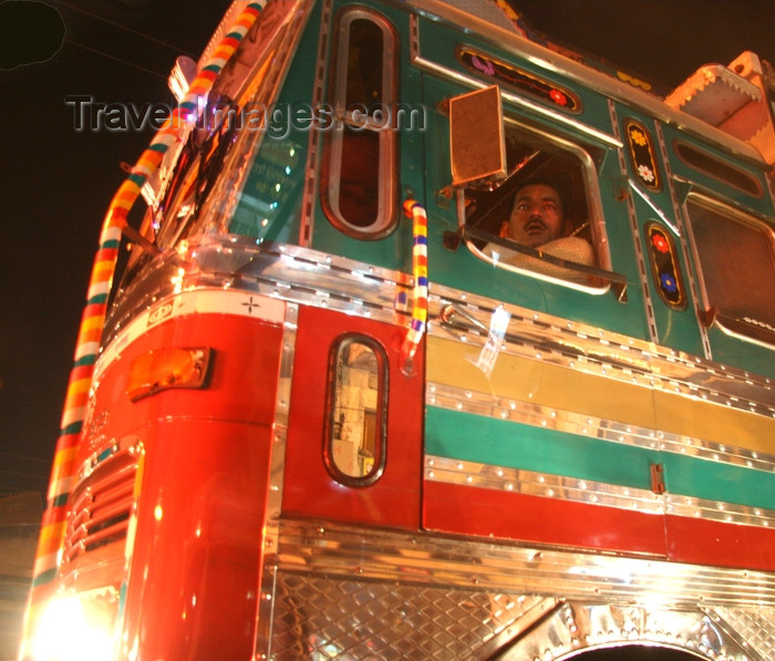 india418: Chandigarh - India: decorated truck - nocturnal - photo by J.Cave - (c) Travel-Images.com - Stock Photography agency - Image Bank