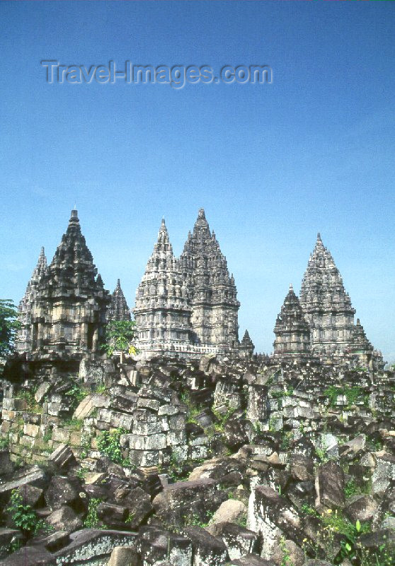 indonesia18: Java - Prambanan, Yogyakarta: the temple and the cliff - photo by M.Sturges - (c) Travel-Images.com - Stock Photography agency - Image Bank