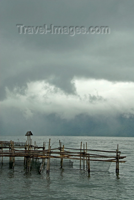 indonesia68: Indonesia - West Sumatra: Lake Maninjau - a storm arrives - fishing nets - caldera lake west of Bukittinggi - photo by P.Jolivet - (c) Travel-Images.com - Stock Photography agency - Image Bank