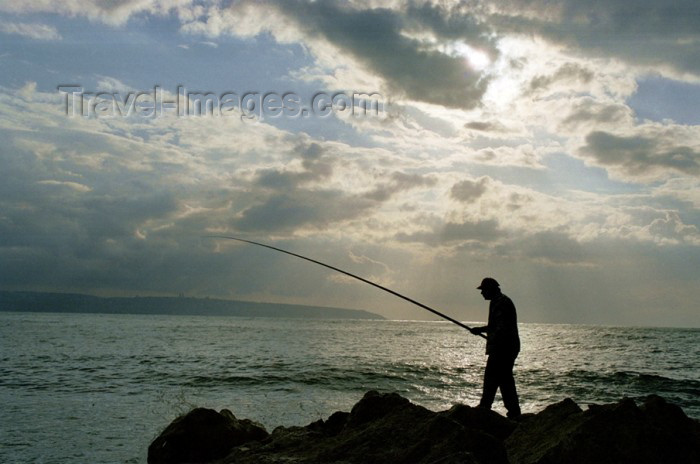 israel61: Israel - Akko / Acre: a fisherman tries his luck in the Mediterranean - photo by J.Kaman - (c) Travel-Images.com - Stock Photography agency - Image Bank