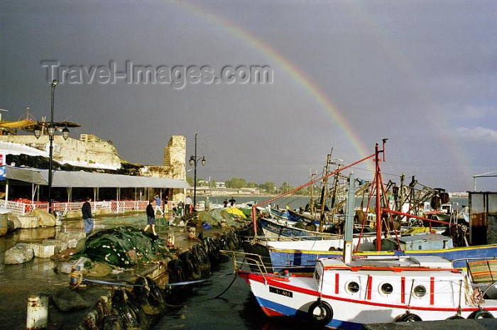 israel91: Israel - Akko / Acre: boats and rainbow - harbour - photo by J.Kaman - (c) Travel-Images.com - Stock Photography agency - Image Bank