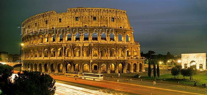 italy430: Italy - Rome, Lazio: Colosseum and Via dei Fori Imeriali at night - photo by W.Allgower - (c) Travel-Images.com - Stock Photography agency - Image Bank
