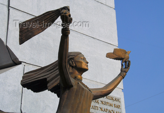 kazakhstan232: Kazakhstan, Almaty: Zheltoksan / Dawn of Liberty monument - statue with dove - photo by M.Torres - (c) Travel-Images.com - Stock Photography agency - Image Bank