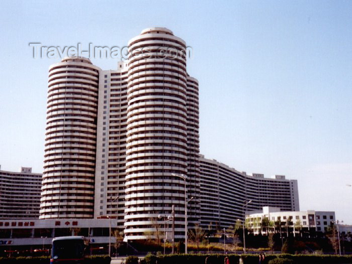 korean107: North Korea / DPRK - Pyongyang: Cylinders - Housing estate (photo by M.Torres) - (c) Travel-Images.com - Stock Photography agency - Image Bank