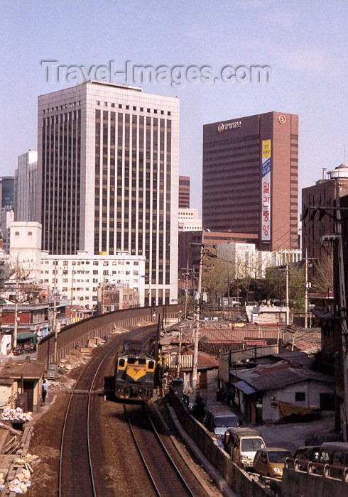 koreas14: Asia - South Korea - Seoul: railways - train and skyscrapers - photo by M.Torres - (c) Travel-Images.com - Stock Photography agency - Image Bank
