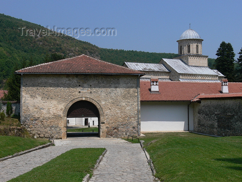 kosovo63: Kosovo - Visoki Decani - Pec district: Visoki Decani Serbian Orthodox Monastery - entrance - UNESCO World Heritage - photo by J.Kaman - (c) Travel-Images.com - Stock Photography agency - Image Bank