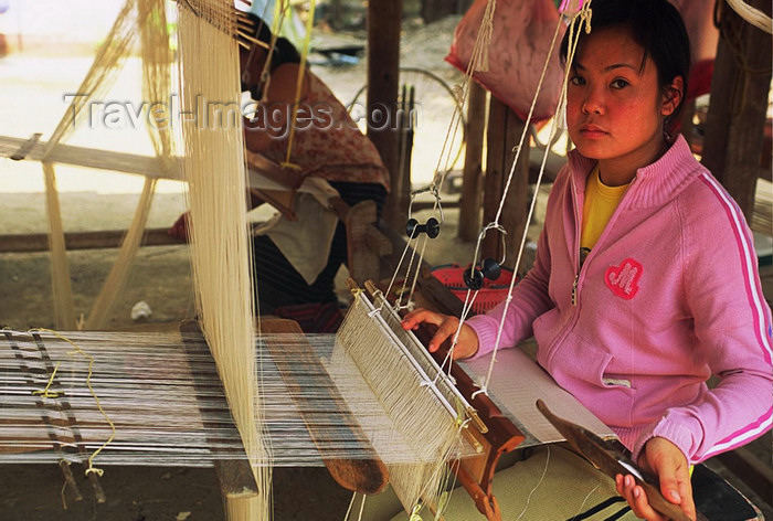 laos118: Laos: girl is weaving - artisan - photo by E.Petitalot - (c) Travel-Images.com - Stock Photography agency - Image Bank