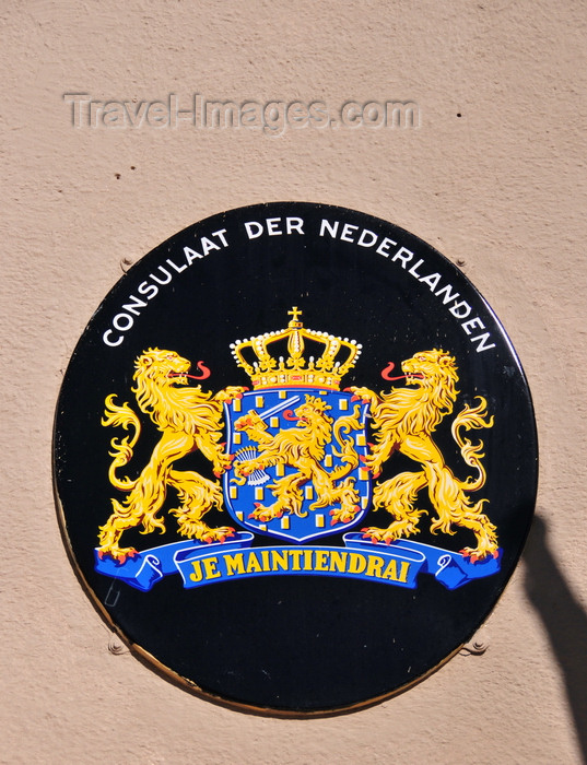 lesotho46: Maseru, Lesotho: Netherlands coat of arms for the Dutch Consulate, at the Lancer's Inn - Pioneer Road - Consulaat der Nederlanden - photo by M.Torres - (c) Travel-Images.com - Stock Photography agency - Image Bank