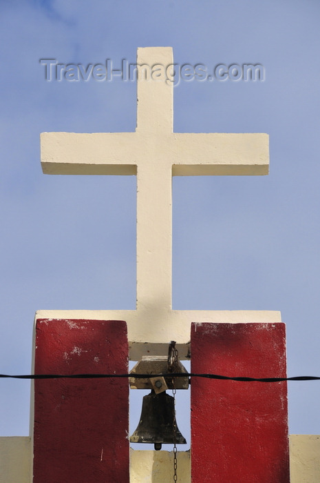 madagascar73: Vohilava, Île Sainte Marie / Nosy Boraha, Analanjirofo region, Toamasina province, Madagascar: the church - cross and bell - photo by M.Torres - (c) Travel-Images.com - Stock Photography agency - Image Bank
