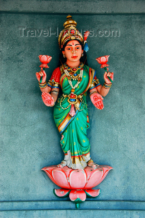 mal447: Kali Amman Temple - Sri Devi on a lotus, Pulau Pankor Island, Malaysia.

 photo by B.Lendrum - (c) Travel-Images.com - Stock Photography agency - Image Bank