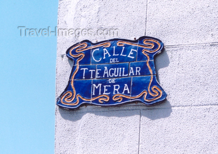 melilla27: Melilla: street name plaque - Calle Teniente Aguilar de Mera - photo by M.Torres - (c) Travel-Images.com - Stock Photography agency - Image Bank